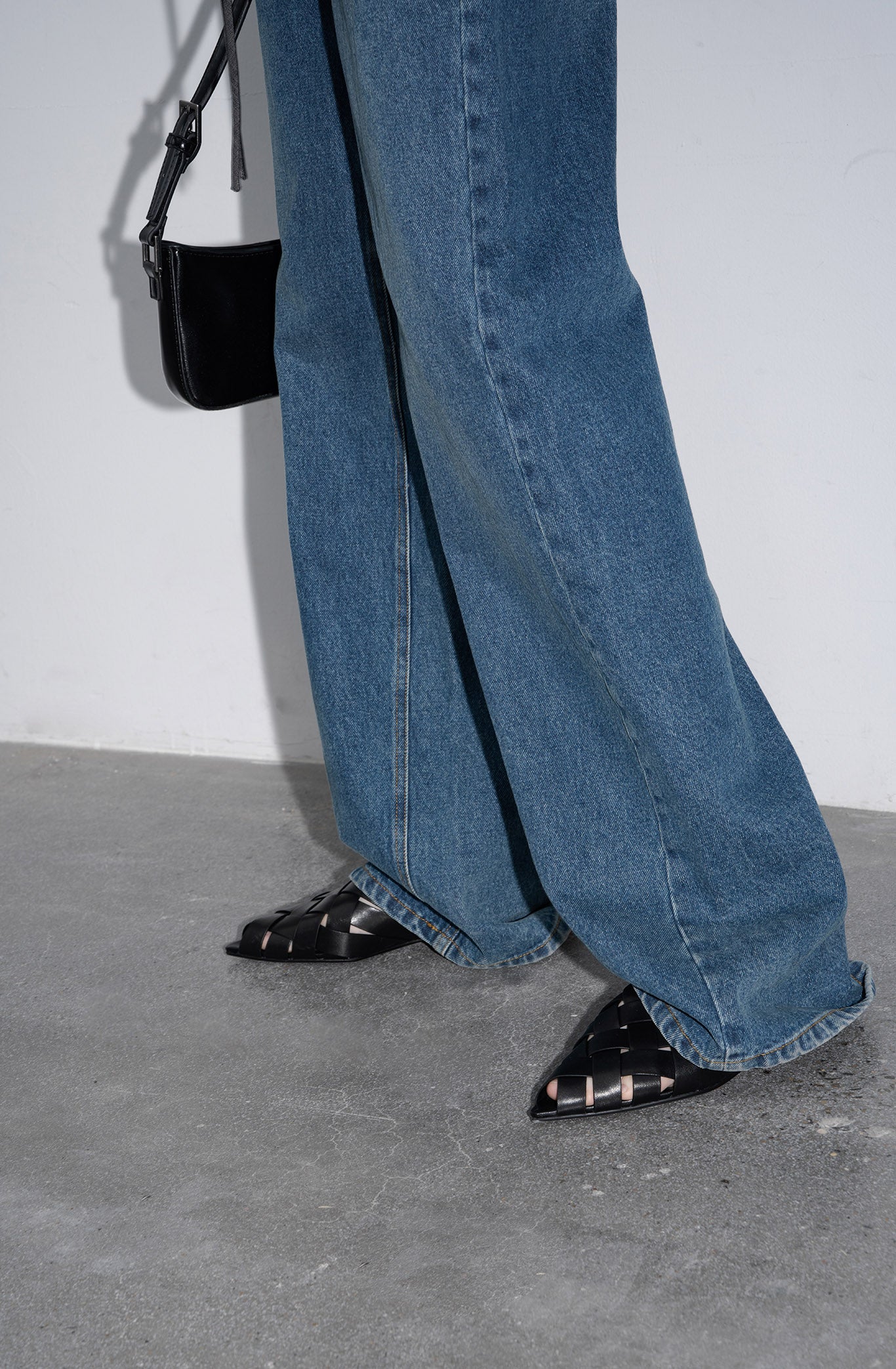 narrow wide straight denim pants