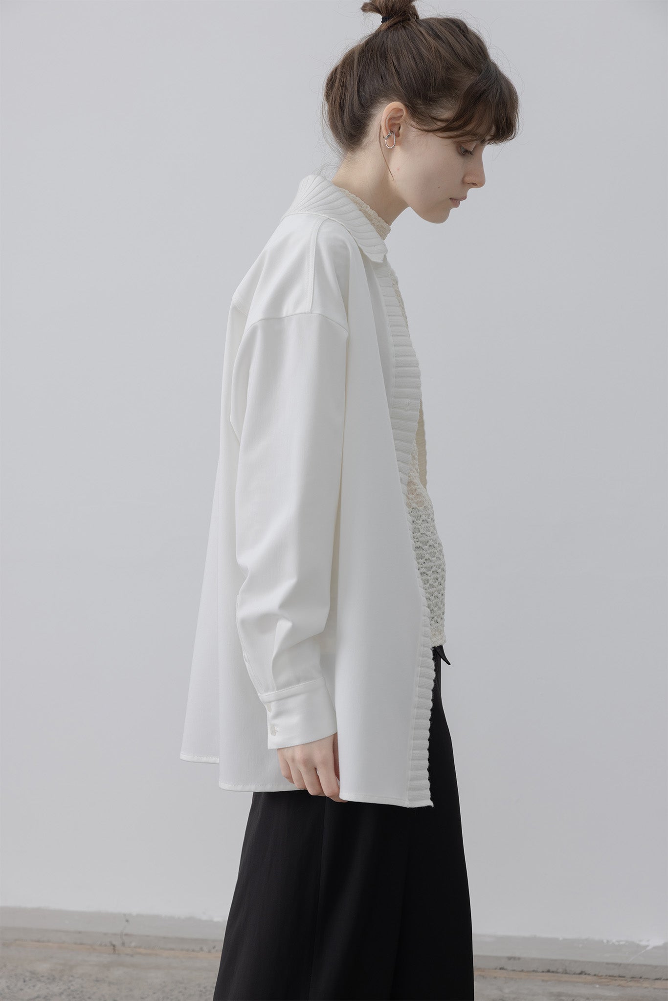 knit ribbed docking overshirt 