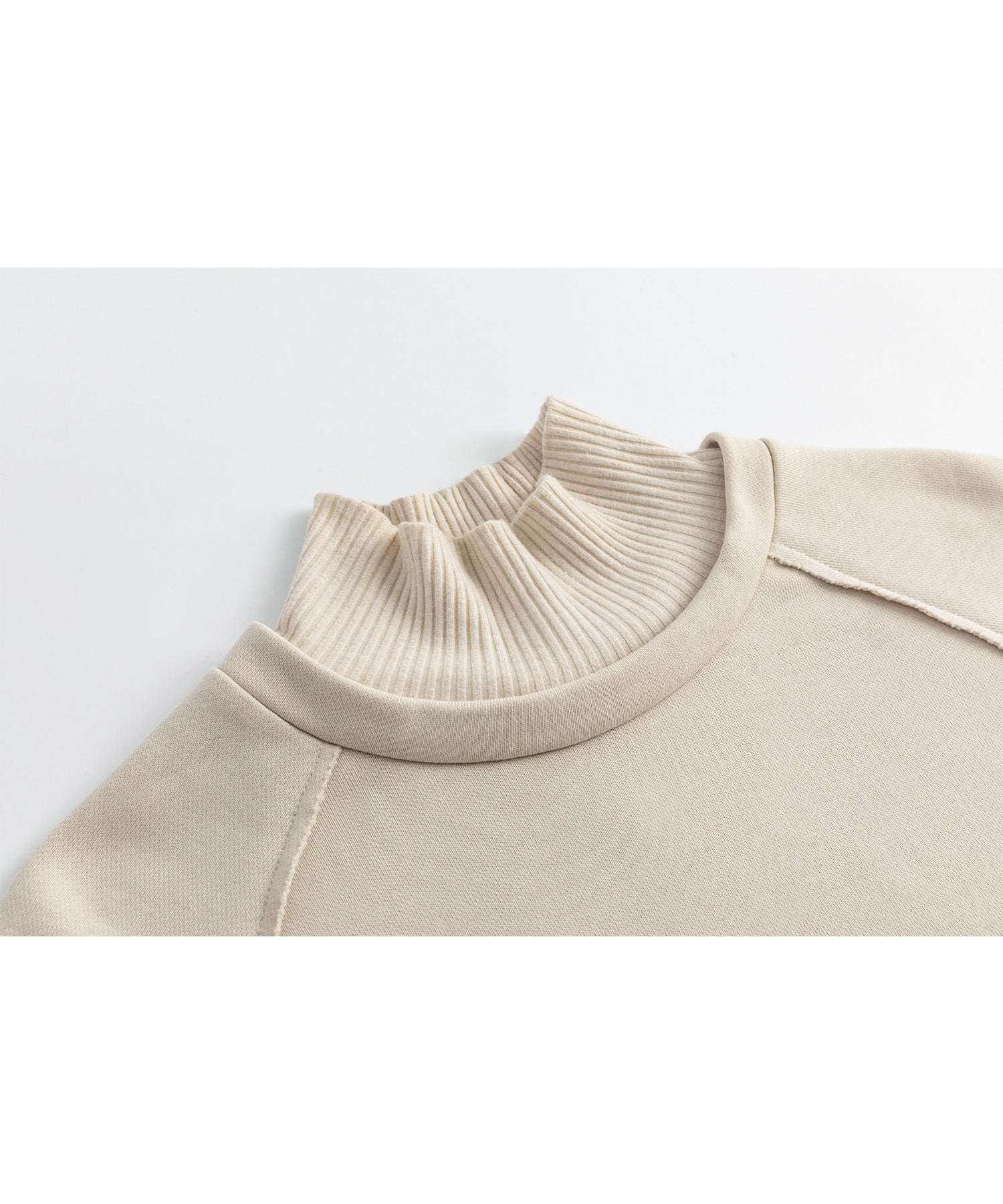 Rib knit docking high neck sweatshirt / sweatshirt 