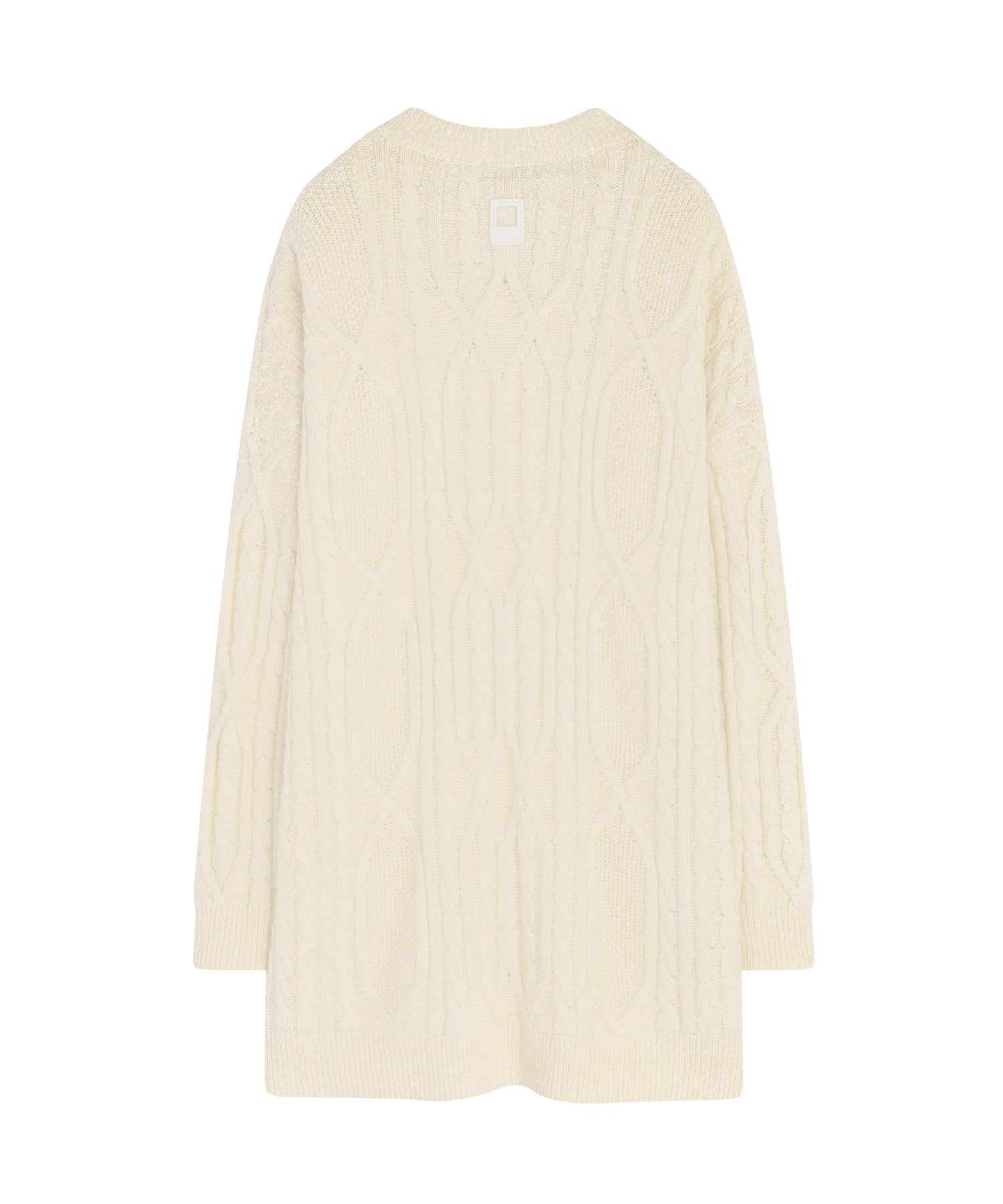 Cable-knit jacquard oversized V-neck knit top 