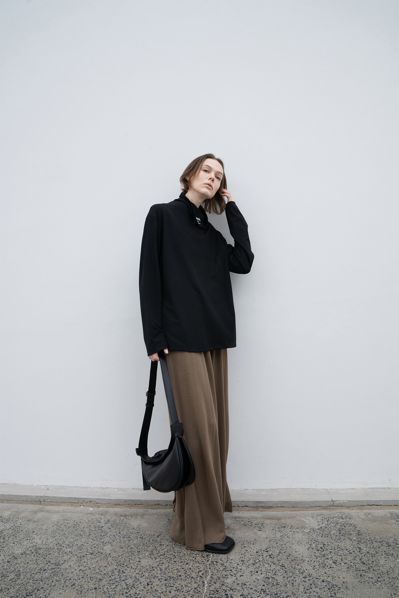 waist tuck knit flare pants 