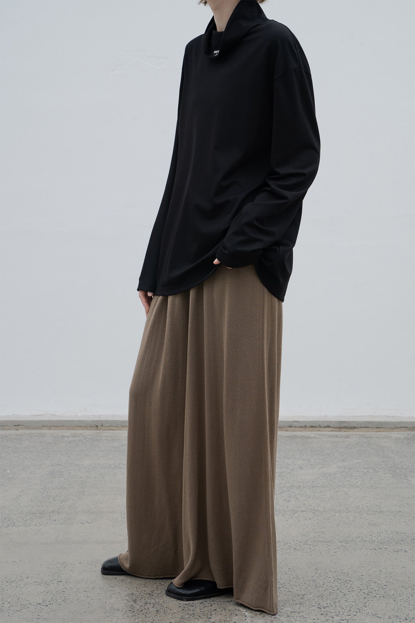 waist tuck knit flare pants 