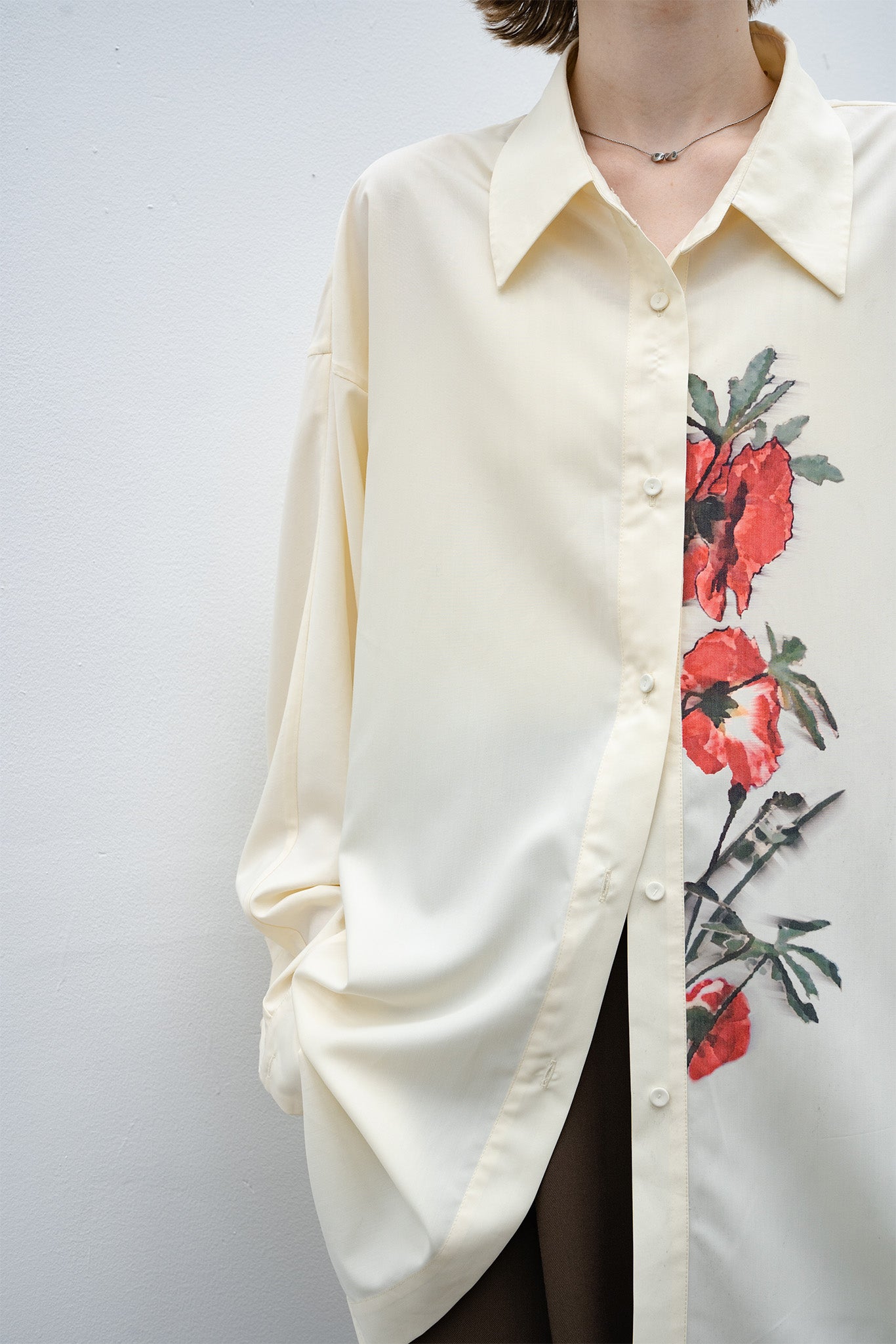 flower print big silhouette shirt 