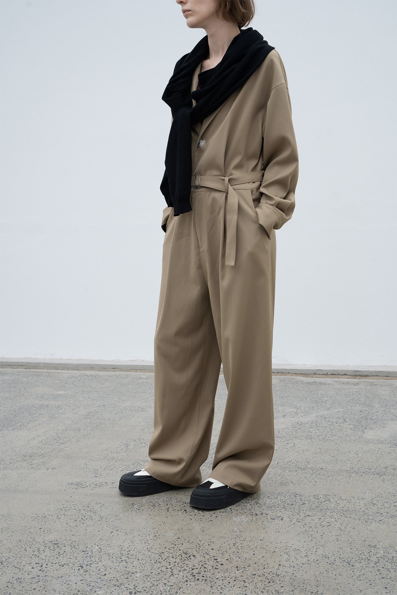 Jacket Design Waist Mark Straight Jumpsuit 