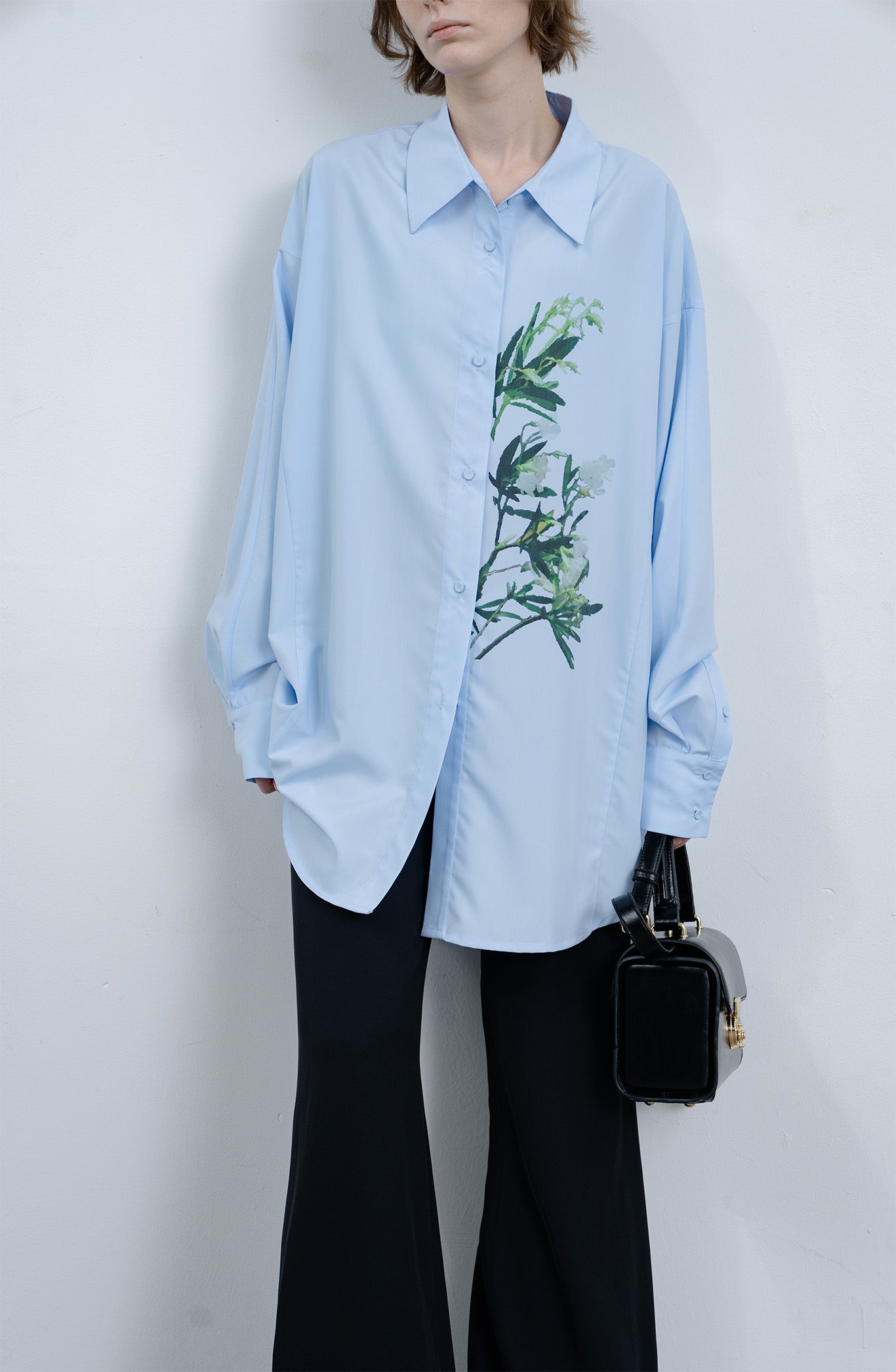 flower print big silhouette shirt 